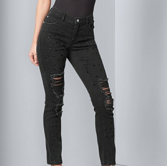 NEW JEWEL RIPPED JEANS - Picture 2 of 5